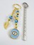 Açık Mavi Cam Nazar Boncuklu Metal Anahtarlık, El Yapımı Hediyelik Çanta Süsü 6