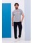 Erkek Battal Beden Amerikan Pike Kumaş Gri Bisiklet Yaka T-Shirt Alt-Üst Takımı - 133 1