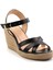 Siyah Leather Kadın Sandalet K05718071303 2