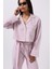 Çizgili Cep Detay Crop Pembe Gömlek 1