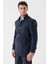 Kaşe Hakim Yaka Desenli Yırtmaçlı Astarlı Slim Fit Dar Kesim Klasik Kaban 1008235153 4