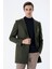 Koyu Haki Kaşe Mono Yaka Kapitoneli Astar Slim Fit Dar Kesim Klasik Kaban 1008235171 1