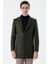 Koyu Haki Kaşe Mono Yaka Kapitoneli Astar Slim Fit Dar Kesim Klasik Kaban 1008235171 3
