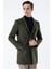 Koyu Haki Kaşe Mono Yaka Kapitoneli Astar Slim Fit Dar Kesim Klasik Kaban 1008235171 4