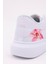 3D Dijital Baskı Kadın Beyaz- Sarı Çiçek Desenli Sneaker 4