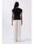 Nakış Detay Baskılı Crop Siyah T-Shirt 5