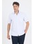 Beyaz-Mavi Sert Yaka Kısa Kol Cepli Comfort Fit Cls Gömlek 1004250262 3