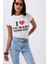 Nakış Detay Baskılı Crop Beyaz T-Shirt 1