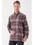 Bordo Uzun Kollu Ekoseli Gabardin Sert Yaka Cepli Garnili Casual Comfort Fit Gömlek 1004235112 1