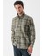 Uzun Kollu Ekoseli Gabardin Sert Yaka Cepli Garnili Casual Comfort Fit Gömlek 1004235110 4