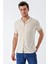 Kısa Kollu Desenli Jakarlı Apaş Yaka Cepsiz Casual Slim Fit Dar Kesim Gömlek 1004230150 4