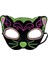 Nessiworld Siyah Kadife Kaplama Üzeri Pembe Yeşil Sim İşlemeli Kedi Maskesi 20x13 cm 2