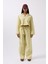 Kuşak Detay Çizgili Sarı Pantolon 2