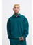 Erkek Basic Diagonal Polo Petrol Yeşili Sweatshirt 1