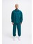 Erkek Basic Diagonal Polo Petrol Yeşili Sweatshirt 4
