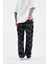 Erkek Flower Patterned Jean Siyah 4