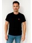 Bisiklet Yaka Pamuk Penye Nakışlı Tshirt Siyah 2