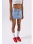 Asimetrik Bel Denim Mini Mavi Etek 4