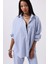 Çizgili Cep Detay Mavi Gömlek 4