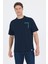 Koyu Lacivert Kısa Kol Bisiklet Yaka Kapaklı Cep Pamuk Casual Oversize Tişört 1011250131 1