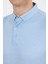 Açık Mavi Kısa Kol Düz Suprem Polo Yaka Cepsiz Pamuklu Casual Slim Fit Tişört 1011250160_603 4