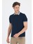 Koyu Lacivert Polo Yaka Kısa Kol Cepsiz Slim Fit :%100 Pamuk Tişört 1011250182 3