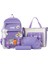 Tatlı Naylon Büyük Kapasiteli Çantalar Tuval Gidip Rozet Omuz Sırt Çantası Basit Okul Çantası Kore Tarzı Okul Çantası Çocuklar Renk: Mor-4pcs Seti (Yurt Dışından) 1