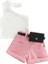 1-5 Yıl Bebek Kız Gündelik Set Tankları Üstler + Şort + Bel Çanta Cepleri Dekorasyon Gündelik Stil Kızlar Yaz Giyim Seti Renk: Pembe/çocuk Boyutu: 4t (Yurt Dışından) 1