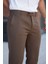 Erkek Açık Kahverengi Italyan Kesim Slim Fit Kaliteli Esnek Likralı Bilek Boy Kumaş Pantolon 4