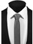 Ekstra Ince Füme Renk Düz Slim Fit 4 cm Genişliğinde Kravat Mendil Seti Slim Fit Dar 4