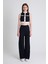 Siyah Kolsuz Crop Bluz ve Şeritli Palazzo Pantolon Takım 2214 1
