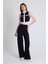 Siyah Kolsuz Crop Bluz ve Şeritli Palazzo Pantolon Takım 2214 3