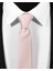 Ekstra Ince Pudra Renk Düz Slim Fit 4 cm Genişliğinde Kravat Mendil Seti Slim Fit Dar 2