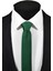 Ekstra Ince Yeşil Renk Düz Slim Fit 4 cm Genişliğinde Kravat Mendil Seti Slim Fit Dar 4