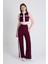 Bordo Kolsuz Crop Bluz ve Şeritli Palazzo Pantolon Takım 2214 1