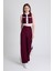 Bordo Kolsuz Crop Bluz ve Şeritli Palazzo Pantolon Takım 2214 2