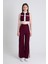 Bordo Kolsuz Crop Bluz ve Şeritli Palazzo Pantolon Takım 2214 3