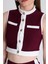 Bordo Kolsuz Crop Bluz ve Şeritli Palazzo Pantolon Takım 2214 4