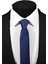 Ekstra Ince Lacivert Renk Düz Slim Fit 4 cm Genişliğinde Kravat Mendil Seti Slim Fit Dar 4