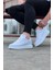 HS018 Beyaz Kot Kumaş Erkek Casual Ayakkabı 2
