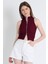 Bordo Fermuar Detaylı Kolsuz Crop Bluz 2226 1