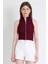 Bordo Fermuar Detaylı Kolsuz Crop Bluz 2226 2
