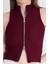 Bordo Fermuar Detaylı Kolsuz Crop Bluz 2226 4