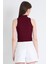 Bordo Fermuar Detaylı Kolsuz Crop Bluz 2226 5