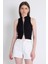 Siyah Fermuar Detaylı Kolsuz Crop Bluz 2226 1
