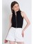Siyah Fermuar Detaylı Kolsuz Crop Bluz 2226 2