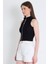 Siyah Fermuar Detaylı Kolsuz Crop Bluz 2226 3