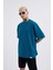 Erkek Basic Super Pamuklu Oversize Koyu Petrol Tişört 2