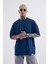 Erkek Basic Super Pamuklu Oversize Indigo Tişört 1