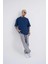 Erkek Basic Super Pamuklu Oversize Indigo Tişört 2